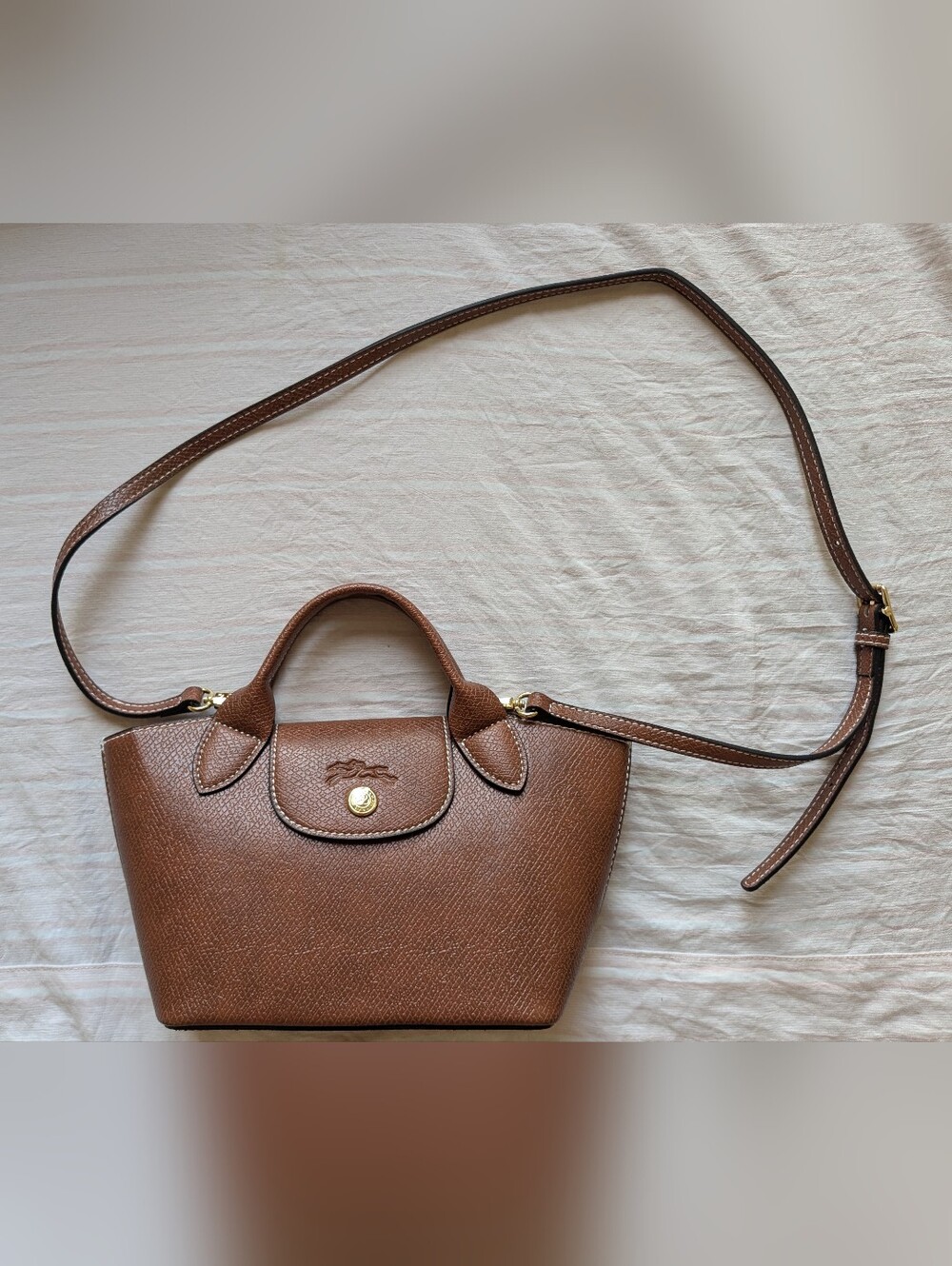 Longchamp Épure Brown Textured Leather Small Crossbody Bag with Gold Hardware - Picture 2 of 5